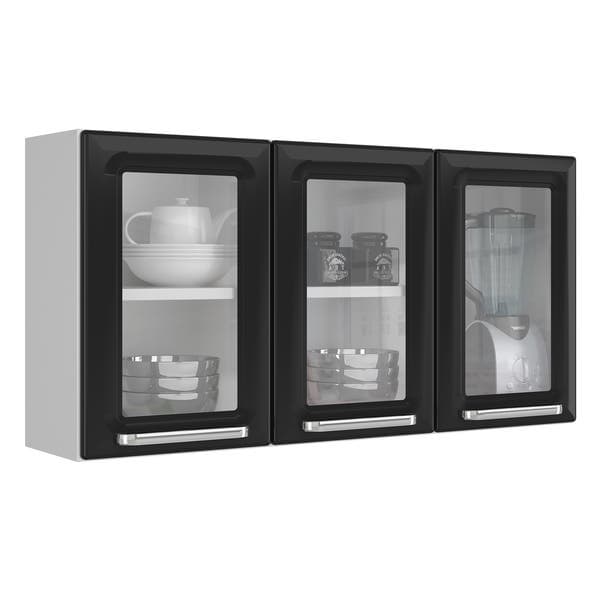 Armário Aéreo 55x105x28cm Aço Preto Luce Itatiaia