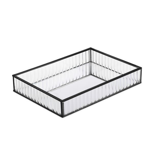 Bandeja para Decoração Preta 4x18x25cm Oikos