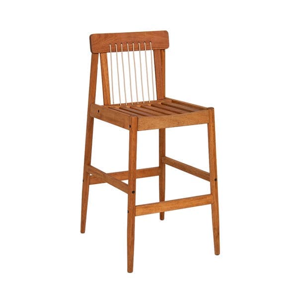 Banqueta Alta em Madeira 104 cm Marrom Yumi Naterial