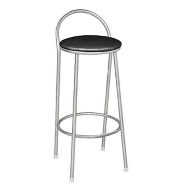 Banqueta Média em Metal 67 cm Prata Preto Metalnew