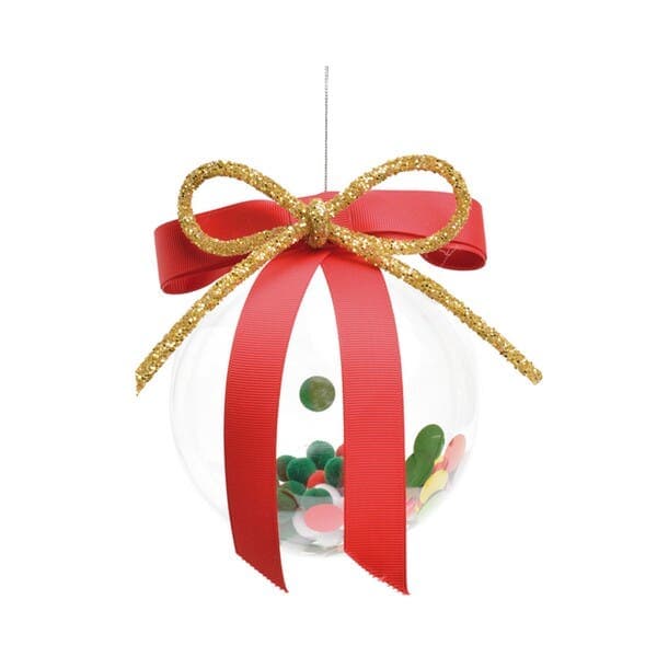 Bola de Natal com Laço e Pompom Colorido 15cm Cromus