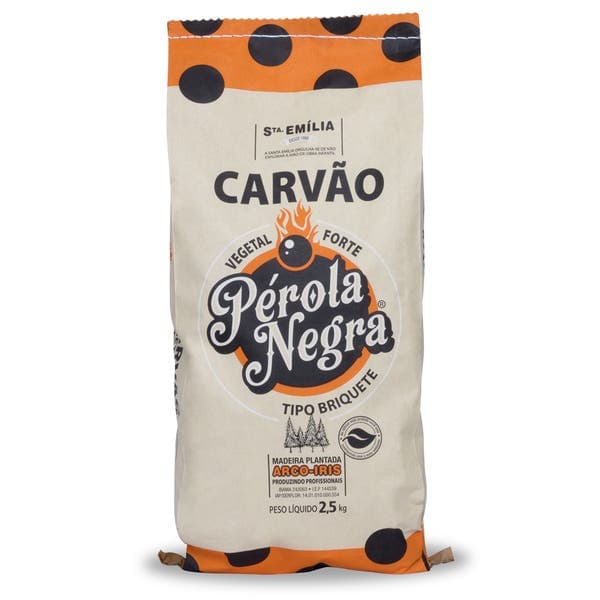 Carvão Vegetal 2,5kg Briquete Pérola Negra