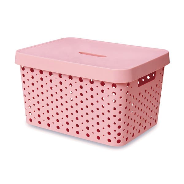 Cesto Plástico Rosa 20,3x26,8 cm Usual Utilidades
