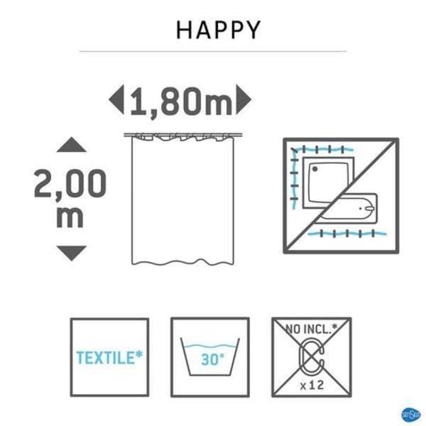 Cortina para Box 180x200cm Happy Azul Sensea