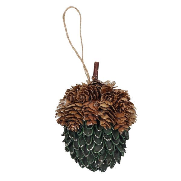 Enfeite Adorno Noz Madeira Verde 10x8x8cm Cromus