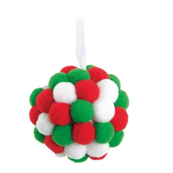 Enfeite Adorno Pompom Tecido Verde 8cm 6 Peças