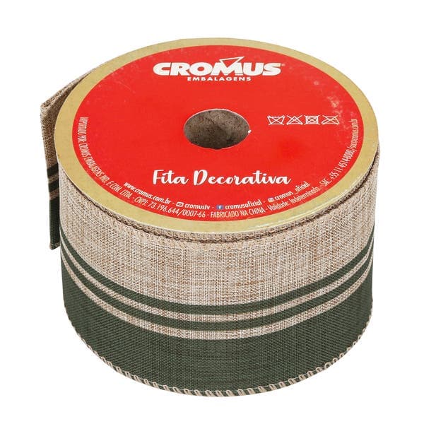 Enfeite Fita Tecido Verde 0x6,3x914cm Cromus