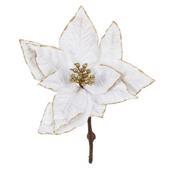 Enfeite Flor Plástico Branco 20x20x20cm Cromus