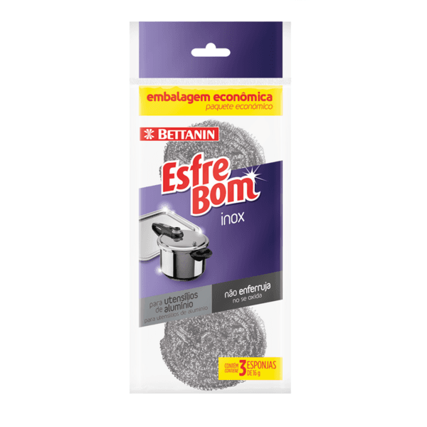 Esponja Aço Inox Esfrebom 3 unidades