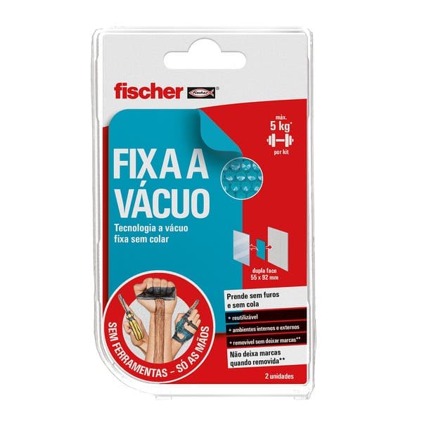 Fixa a Vácuo 55x92mm até 2kg 2 peças Fischer