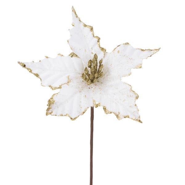 Flor Plástico e Tecido Branco Cromus 30x21cm
