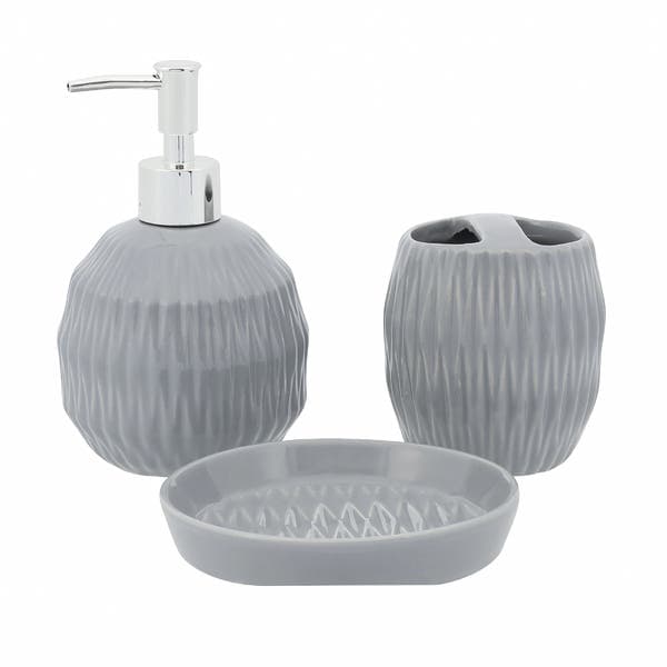 Kit Acessórios para Banheiro Gris Cinza Haus Concept