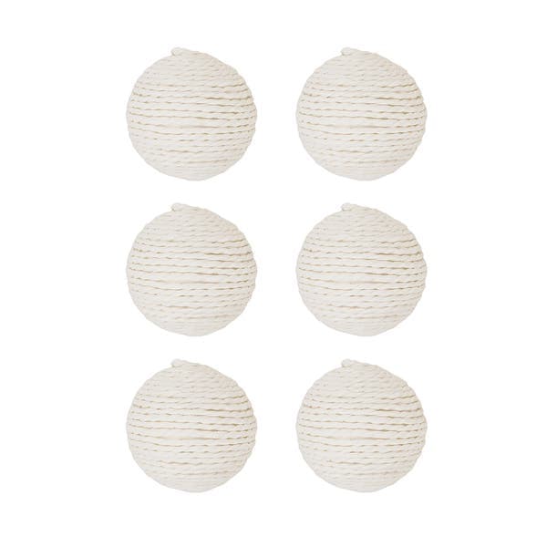 Kit Bola de Natal Branca Cordas 8cm 6 Peças Cromus