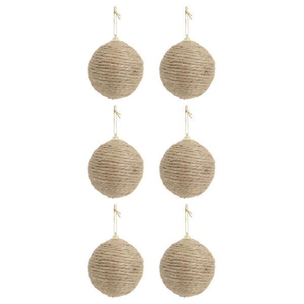 Kit Bola de Natal Natural Cordão 8cm 6 Peças Cromus