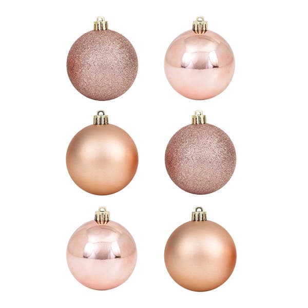 Kit Bola de Natal Rosé Tubo 10cm 6 Peças Cromus