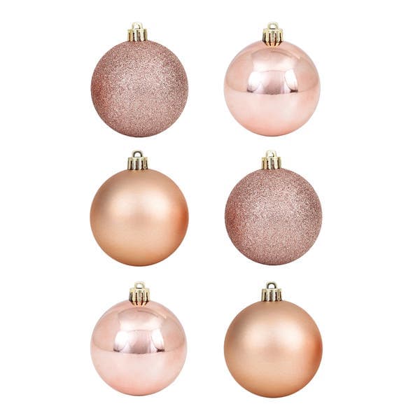 Kit Bola de Natal Rosé Tubo 8cm 6 Peças Cromus