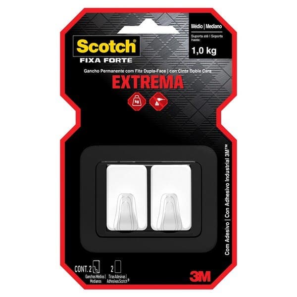 Kit Ganchos Polietileno Adesivo Branco Scotch