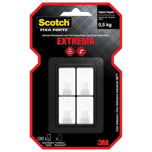 Kit Ganchos Polietileno Adesivo Branco Scotch