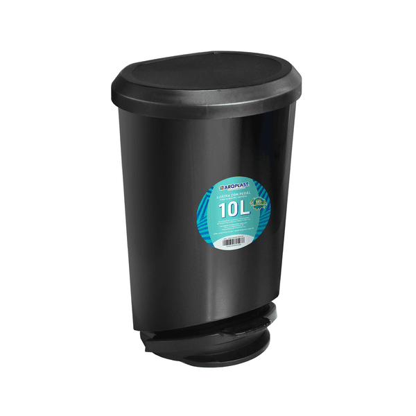 Lixeira 10L Plástico Pedal Preto Arqplast