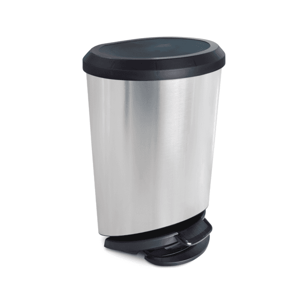 Lixeira 20L Plástico Pedal Inox e Preto Arqplast