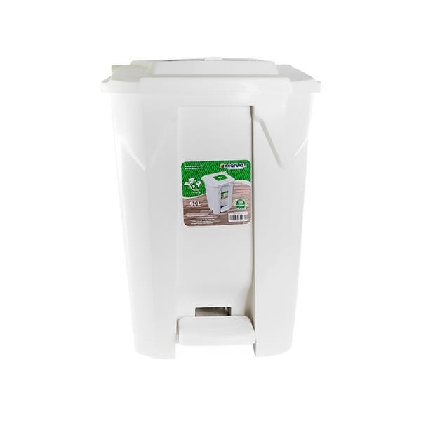 Lixeira 60L Plástico Pedal Branco Eco Arqplast