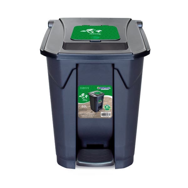 Lixeira 60L Plástico Pedal Preto Eco Arqplast
