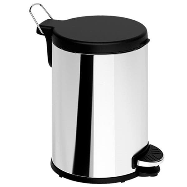 Lixeira Brinox Inox Com Pedal Tampa Preta 6 Litros