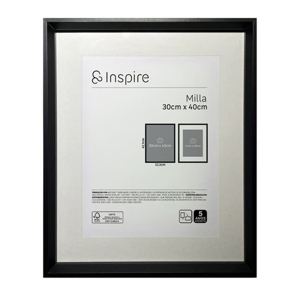 Moldura com Vidro Milla 30x40cm Preto Inspire