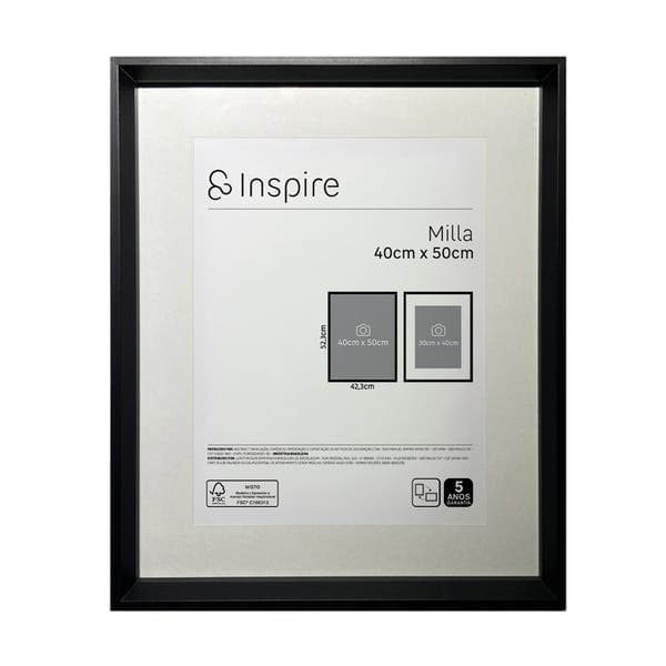 Moldura com Vidro Milla 40x50cm Preto Inspire
