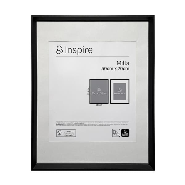 Moldura com Vidro Milla 50x70cm Preto Inspire