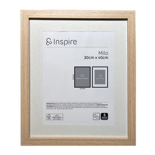 Moldura com Vidro Milo 30x40cm Carvalho Inspire