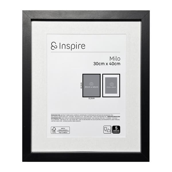 Moldura com Vidro Milo 30x40cm Preto Inspire