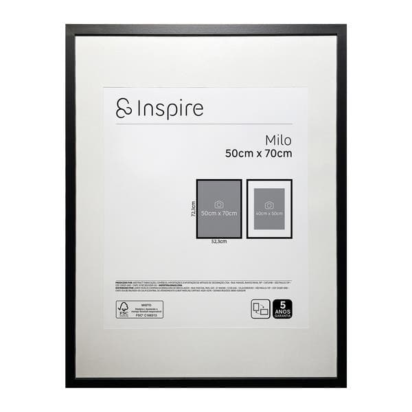 Moldura com Vidro Milo 50x70cm Preto Inspire