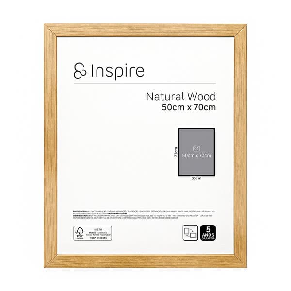 Moldura Com Vidro Wood 50x70cm Madeira Natural