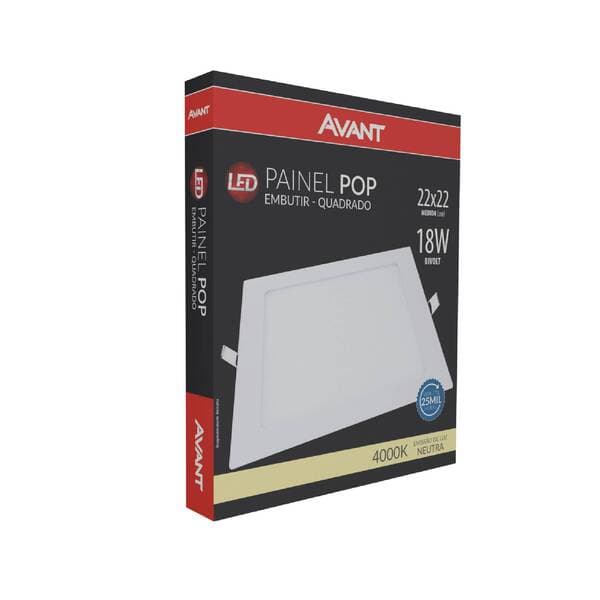 Painel de Led Embutir Quadrado 18W