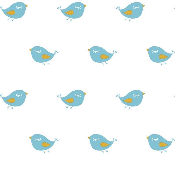 Papel de Parede Vinílico Pássaros Azul 53cmx10m