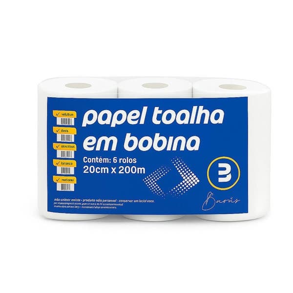 Papel toalha Celulose 6 Rolos de 200m Pilar