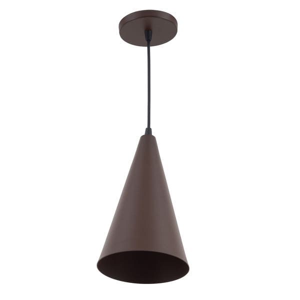 Pendente Cone 1 Lâmpada Metal Marrom Cone Luz Vita