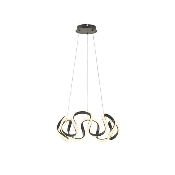 Pendente Espiral Com LED Preto Metal Horizon Heavvy