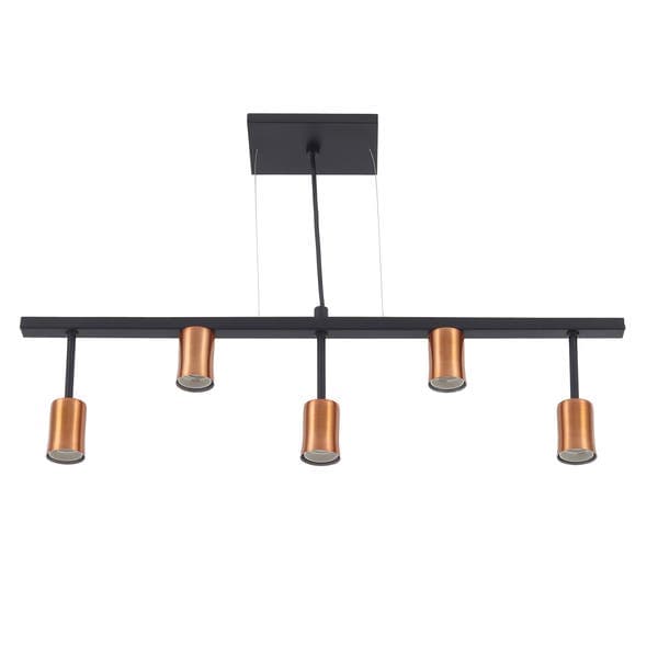 Pendente Linear 5 Lâmpadas Metal Preto Pendente