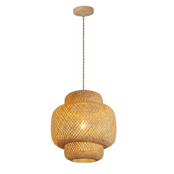 Pendente Oval 1 Lâmpada Fibra Bege Bali GMH