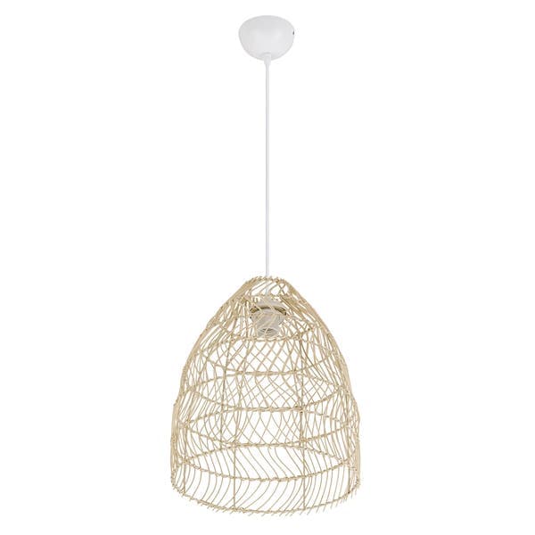 Pendente Oval 1 Lâmpada Vime Rattan E27 30cm Oikos