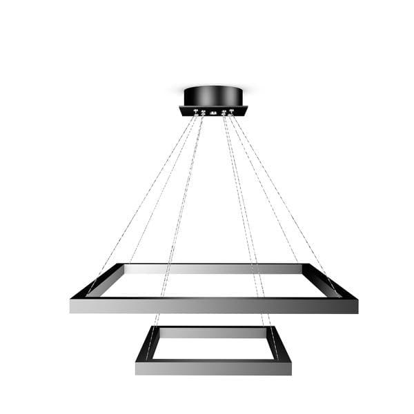 Pendente Quadrado com LED Metal Preto