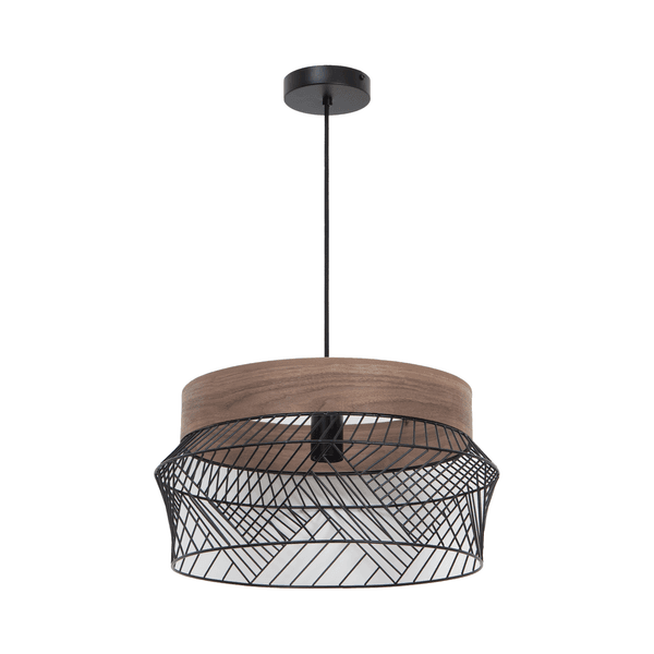 Pendente Redondo 1 Lâmpada Metal Preto Kanel Inspire