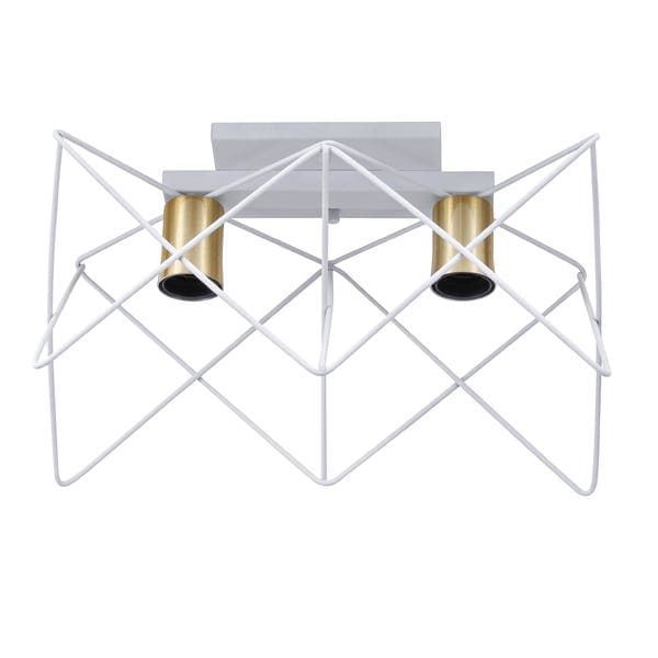 Plafon 2 Lâmpadas Branco Metal Zaggy Pantoja&Carmona