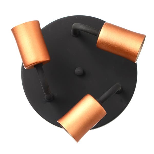 Plafon E27 Metal 1603 3L Preto Cobre Pantoja