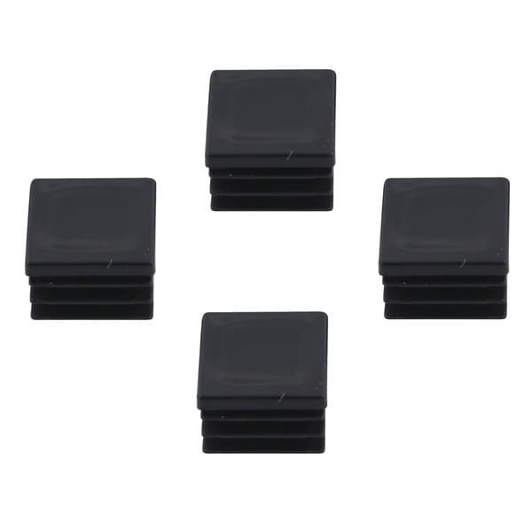 Ponteira Preto PVC Embutir Quadrado 22x22mm 4 peças