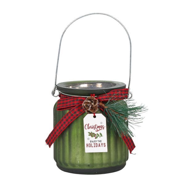 Porta Vela de Natal Vidro Verde 9x8x8cm Cromus