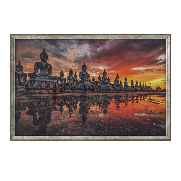 Quadro Budas Dourado com Vidro 40x60cm Arte Própria