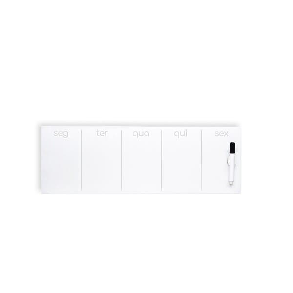 Quadro de Aviso Prateleira Semana Branco 50x17cm